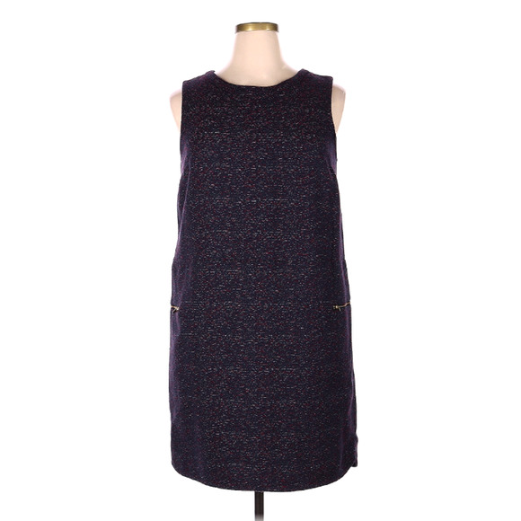 Dark Purple & Navy TWEED Shift Dress with POCKETS - Merona - Size M - Picture 2 of 13